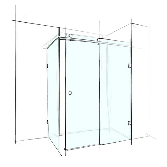 Custom Frameless Sliding Square Corner Set-In - Up to 1000 x 1000 / Grey / Bracket