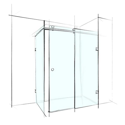 Custom Frameless Sliding Square Corner Set-In - Up to 1200 x 1200 / Grey / Concealed Channel