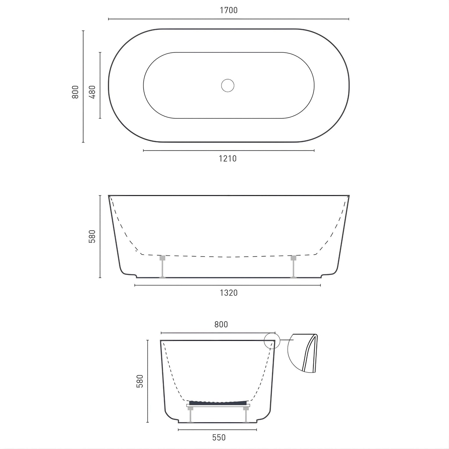 DECINA SOLIS FREESTANDING BATH  1700MM