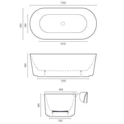 DECINA SOLIS FREESTANDING BATH  1700MM