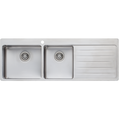Oliveri Sonetto 1 And 3/4 Bowl Topmount Sink With Right Drainboard Stainless Steel