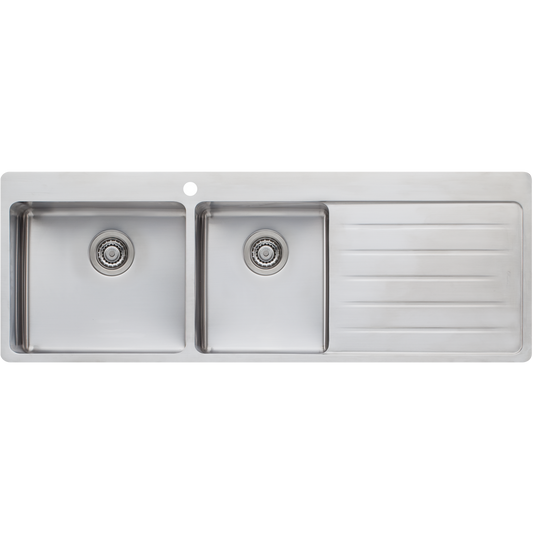 Oliveri Sonetto 1 And 3/4 Bowl Topmount Sink With Right Drainboard Stainless Steel