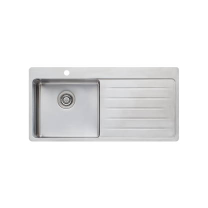 Oliveri Sonetto Single Bowl Topmount Sink With Right Drainboard Stainless Steel