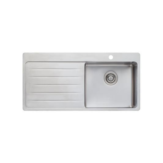 Oliveri Sonetto Single Bowl Topmount Sink With Left Drainboard Stainless Steel