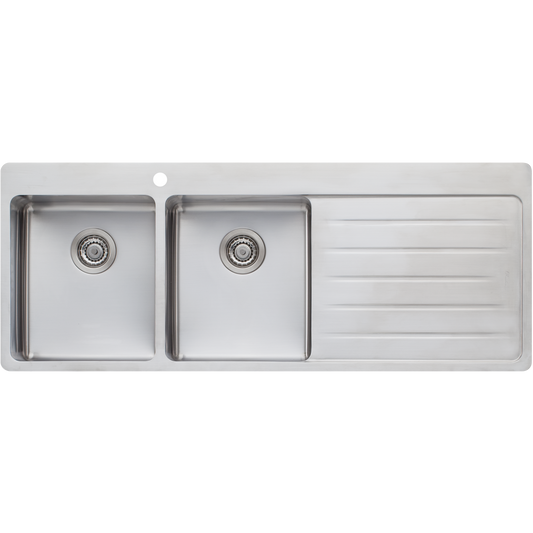 Oliveri Sonetto Double Bowl Topmount Sink with Right Drainboard