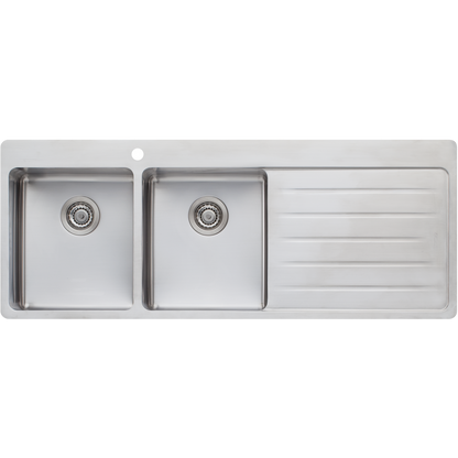 Oliveri Sonetto Double Bowl Topmount Sink with Right Drainboard