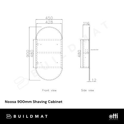 Otti Noosa 900mm Sable Walnut Shaving Cabinet