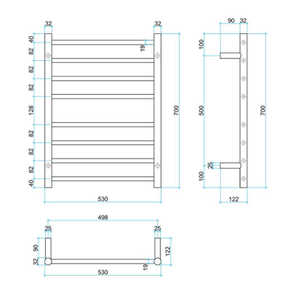Thermogroup 240V Straight 530 Round Ladder Heated Towel Rail