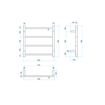 Thermorail 12Volt Round 550 Ladder Heated Towel Rail