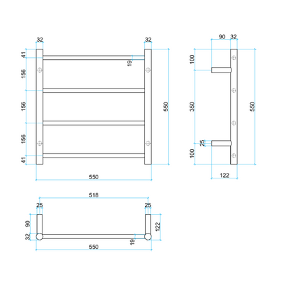 Thermorail 240V Round 550 Ladder Heated Towel Rail