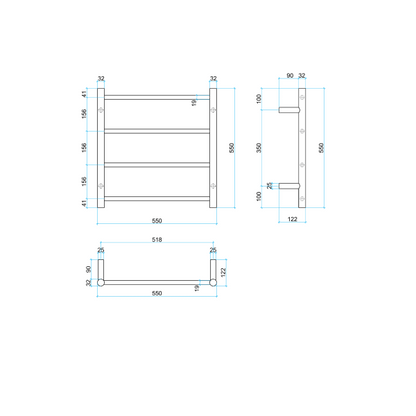 Thermorail 240V Round 550 Ladder Heated Towel Rail