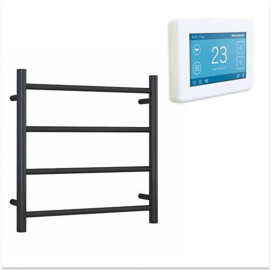 Thermorail 240V Straight 550 Round Heated Towel Ladder w/White Dual Control Thermostat