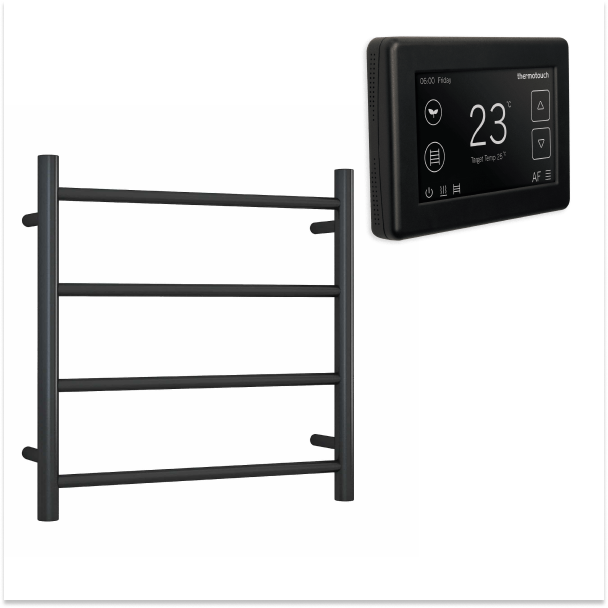 Thermorail 240V Straight 550 Round Heated Towel Ladder w/Dual Control Thermostat