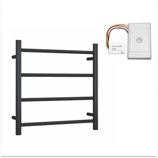 Thermorail 240V Straight 550 Round Heated Towel Ladder w/Eco Timer