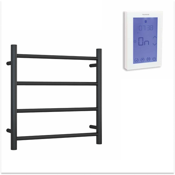 Thermorail 240V Straight 550 Round Heated Towel Ladder w/7 Day Timer