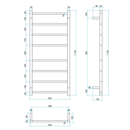 Thermogroup Straight 530 Round Ladder Heated Towel Rail