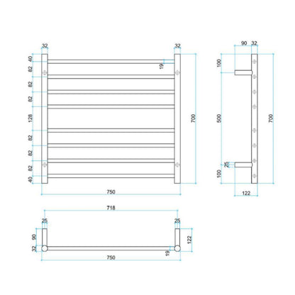 Thermorail240V Round 750 Heated Towel Rail