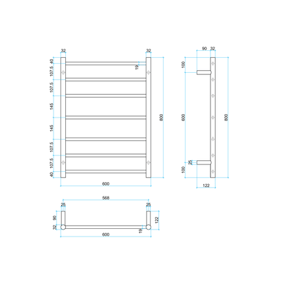 Sr44Mrg Polished Rose Gold Round Heated Ladder Rail