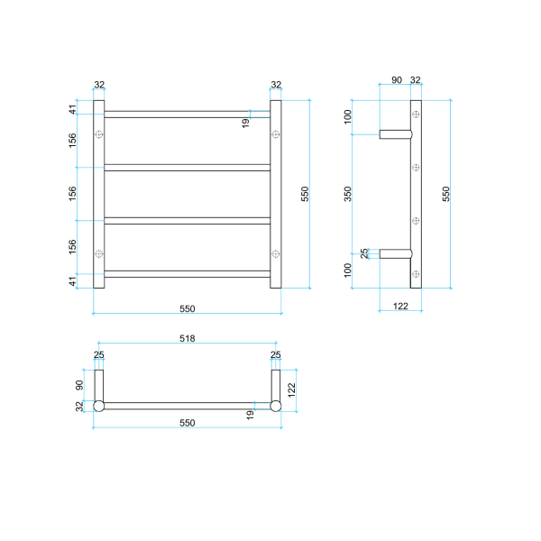 Thermorail 12V Round 550 Ladder Heated Towel Rail
