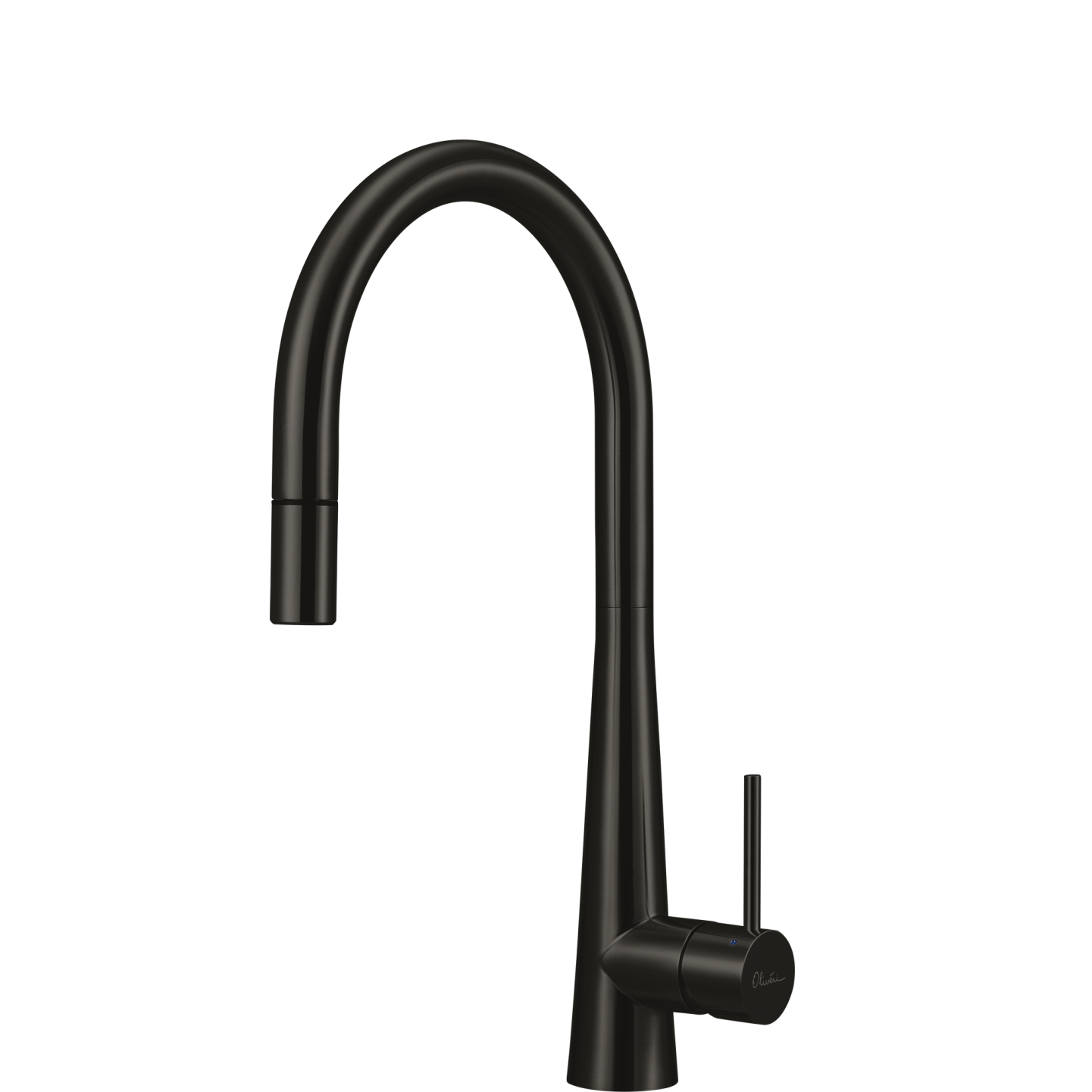 Oliveri Essente Stainless Steel Goose Neck Pull Out Mixer Brushed Black