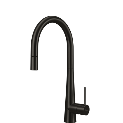Oliveri Essente Stainless Steel Goose Neck Pull Out Mixer Brushed Black