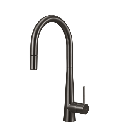 Oliveri Essente Stainless Steel Goose Neck Pull Out Mixer Gunmetal