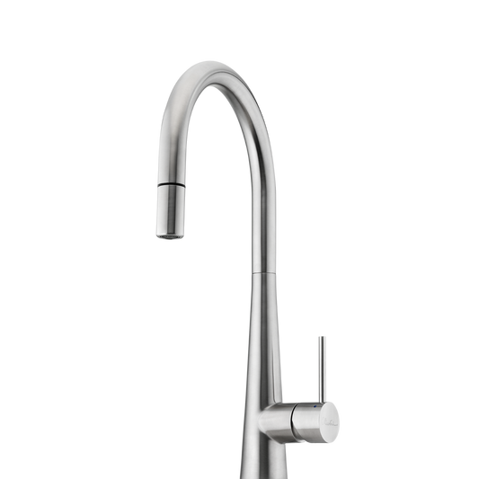 Oliveri Essente Stainless Steel Goose Neck Pull Out Mixer Stainless Steel