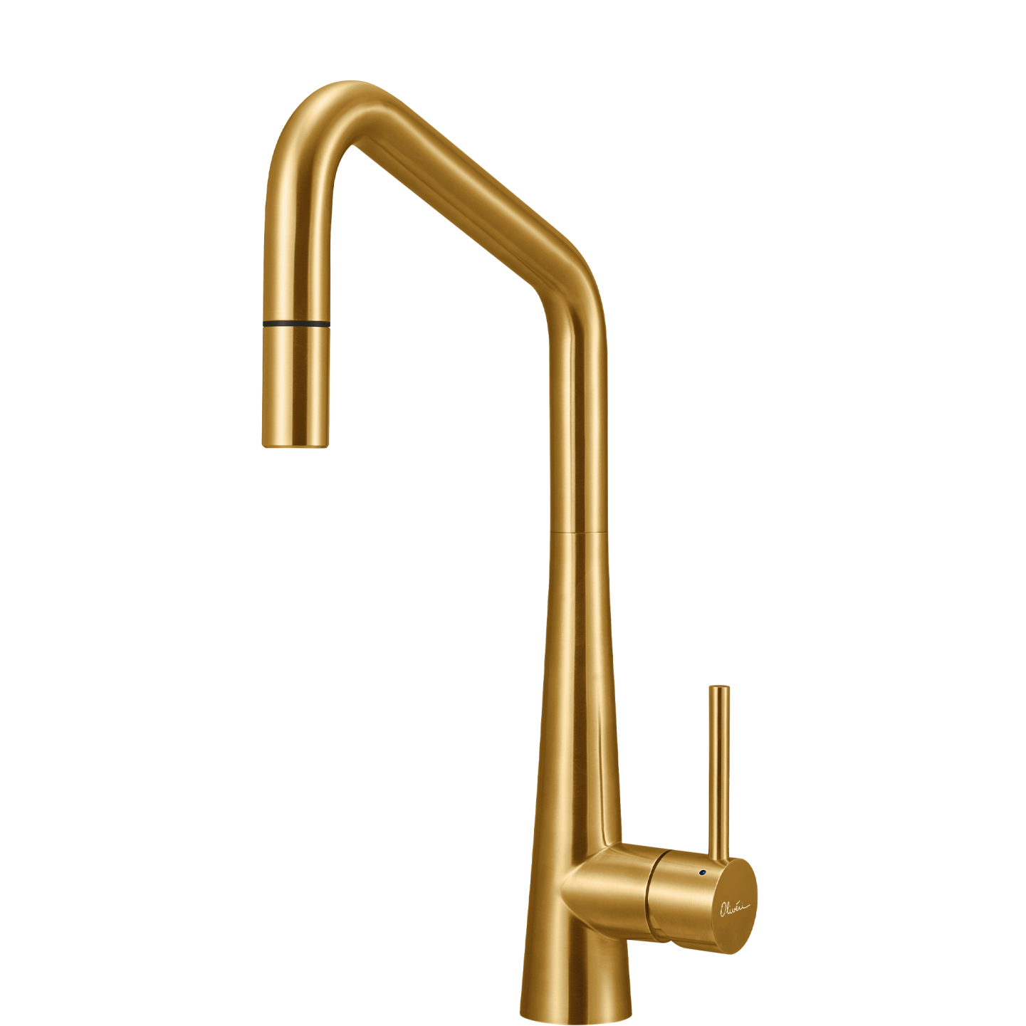 Oliveri Essente Stainless Steel Square Goose Neck Pull Out Mixer Brushed Gold