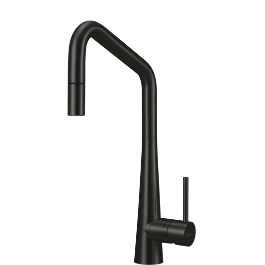 Oliveri Essente 316 Stainless Steel Square Goose Neck Pull Out Mixer Lead Free Brushed Black