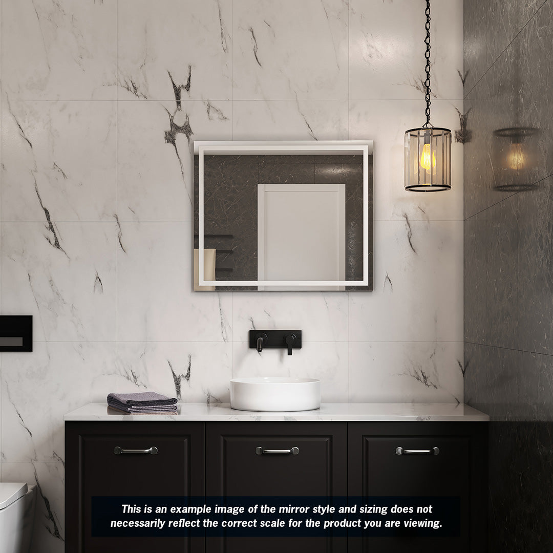 Thermogroup Sierra Rectangle Polished Edge Mirror with Sandblasted Border