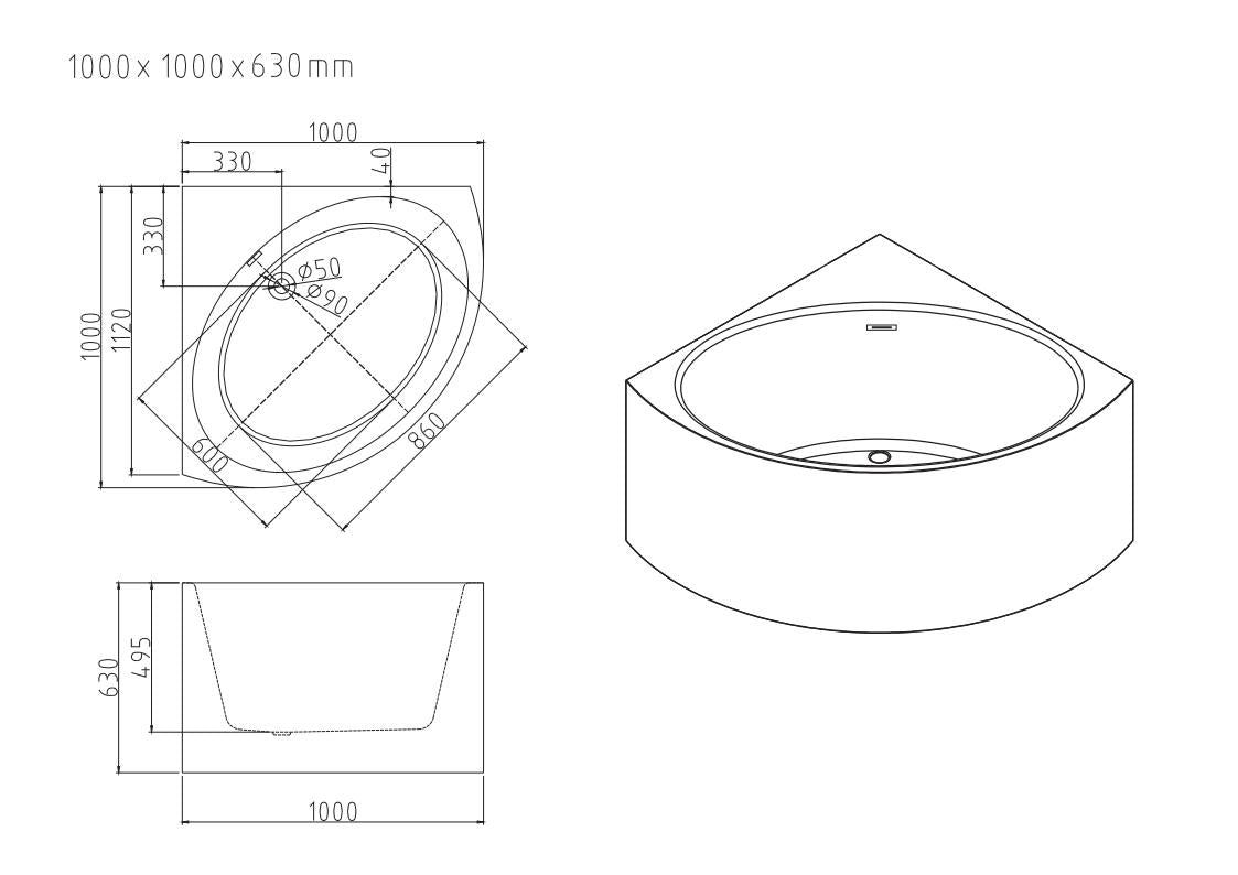 Stanford Triangle Corner Bathtub - Gloss White