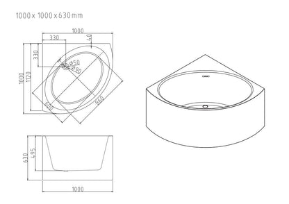 Stanford Triangle Corner Bathtub - Gloss White