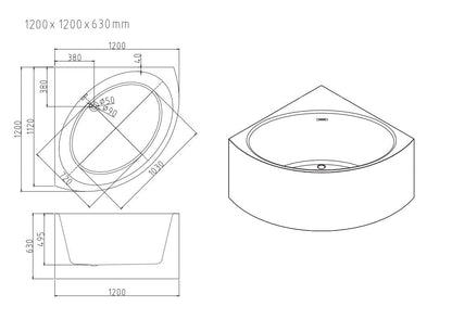 Stanford Triangle Corner Bathtub - Gloss White