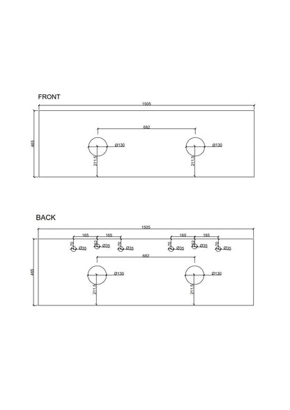 Paris 1500mm Wall-Hung Vanity - Walnut Woodmatt