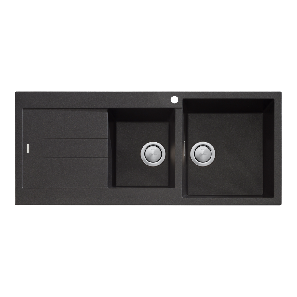 Oliveri Santorini 1 & 3/4 Bowl Topmount Sink with Left Drainboard Black