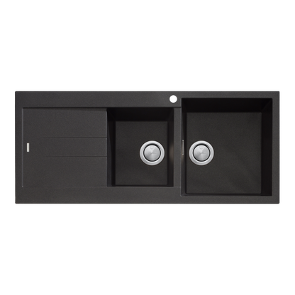 Oliveri Santorini 1 & 3/4 Bowl Topmount Sink with Left Drainboard Black