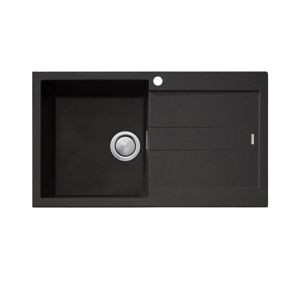 Oliveri Santorini Single Bowl Topmount Sink with Drainer Black