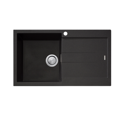Oliveri Santorini Single Bowl Topmount Sink with Drainer Black