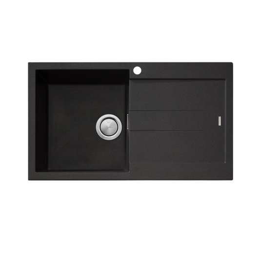 Oliveri Santorini Single Bowl Topmount Sink with Drainer Black