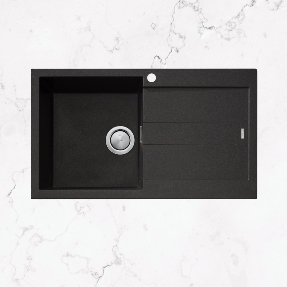 Oliveri Santorini Single Bowl Topmount Sink with Drainer Black