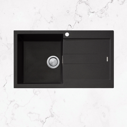 Oliveri Santorini Single Bowl Topmount Sink with Drainer Black