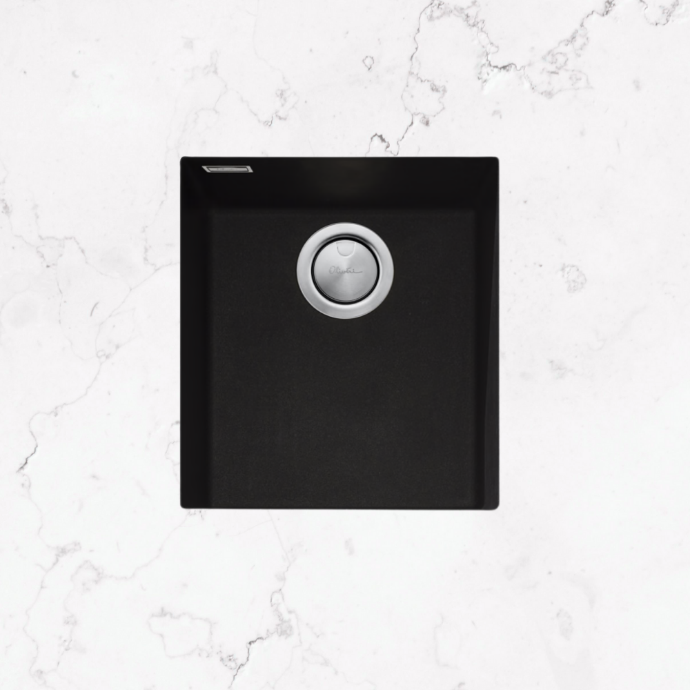 Oliveri Santorini Standard Bowl Undermount Sink with Overflow Black
