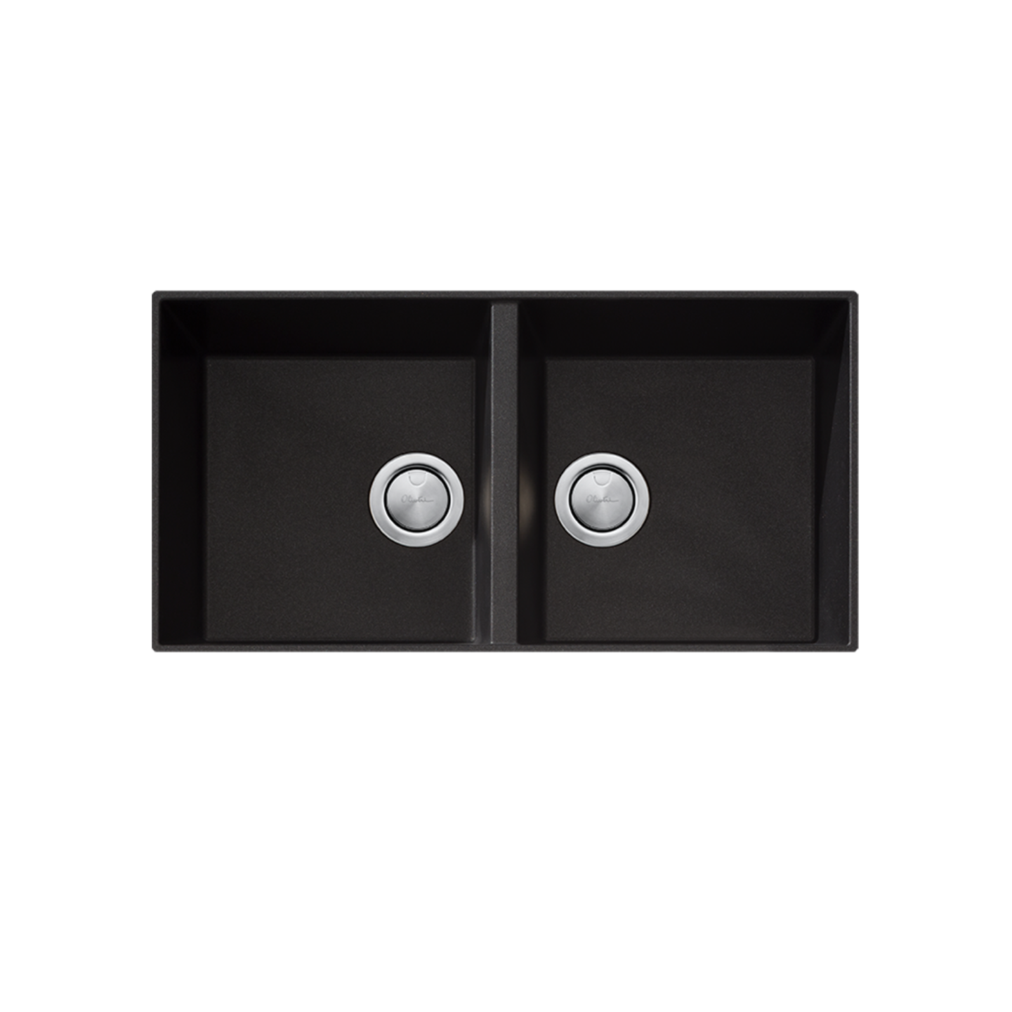 Oliveri Santorini Double Bowl Undermount Sink with Overflow Black