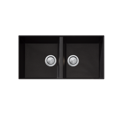 Oliveri Santorini Double Bowl Undermount Sink Black
