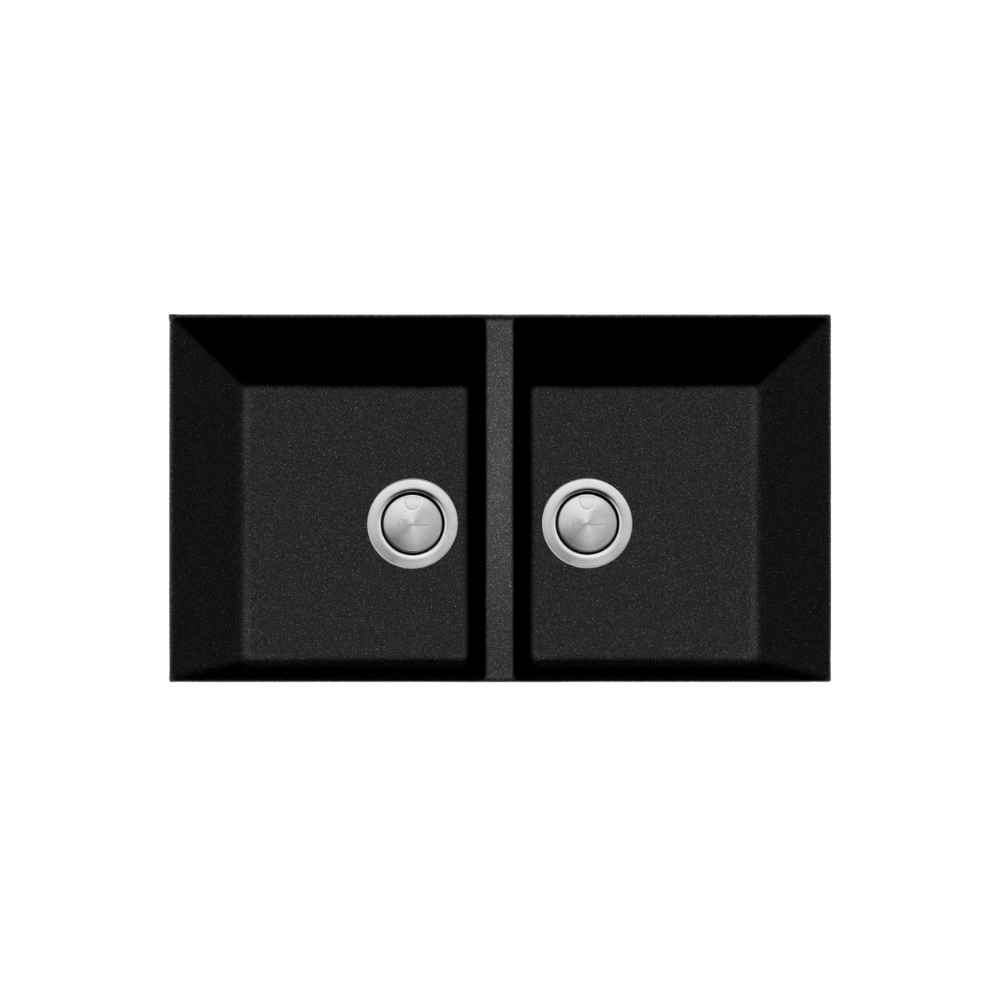 Oliveri Santorini Piccolo Double Bowl Undermount Sink Black