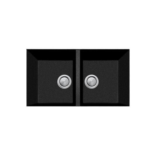 Oliveri Santorini Piccolo Double Bowl Undermount Sink Black