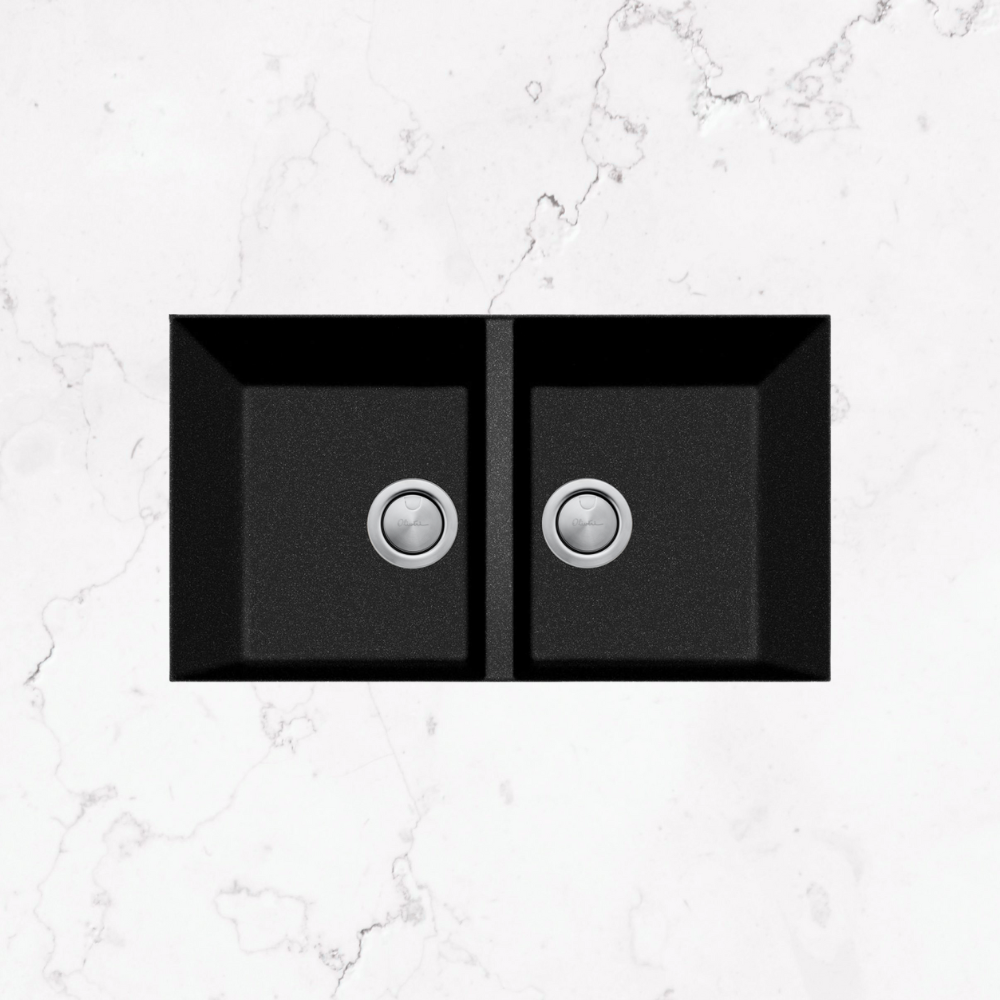 Oliveri Santorini Piccolo Double Bowl Undermount Sink Black