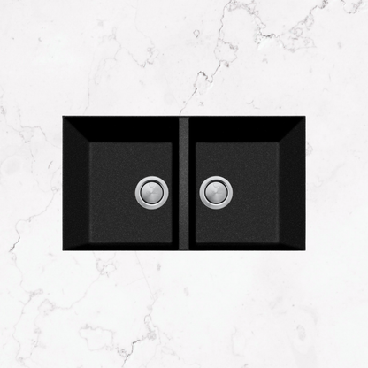 Oliveri Santorini Piccolo Double Bowl Undermount Sink Black