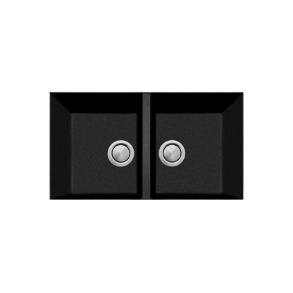 Oliveri Santorini Piccolo Double Bowl Undermount Sink Black