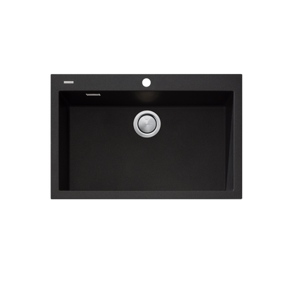 Oliveri Santorini Mega Bowl Topmount Sink Black with Overflow